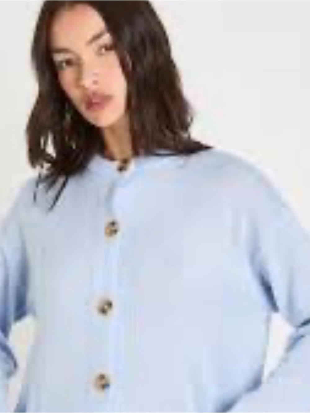 Pretty Little thing Baby Blue Button-Up Crop Cardigan Sweater in small